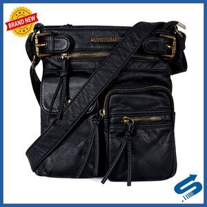 Vegan Leather Crossbody Bag Multi Pocket Travel Purse Adjustable Strap Chic